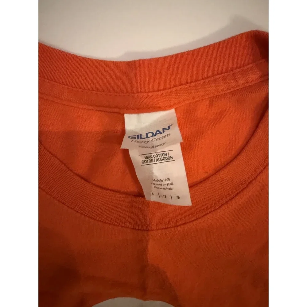 Dunkin Donuts Large T-Shirt Employee Cotton Orange Macchiato Oh Yeah Uniform Tee